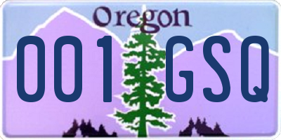 OR license plate 001GSQ