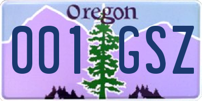 OR license plate 001GSZ