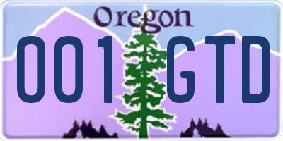 OR license plate 001GTD