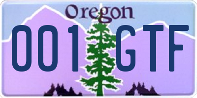 OR license plate 001GTF