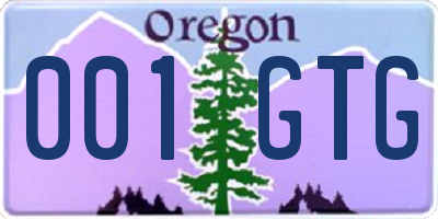 OR license plate 001GTG