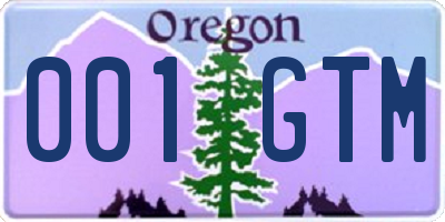 OR license plate 001GTM