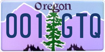 OR license plate 001GTQ