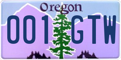 OR license plate 001GTW
