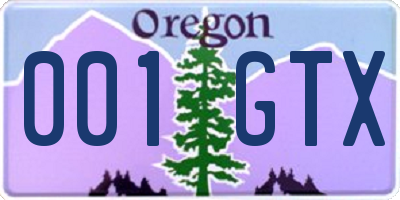OR license plate 001GTX