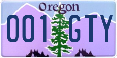 OR license plate 001GTY
