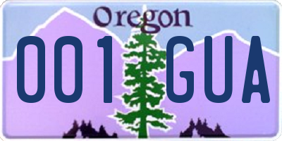 OR license plate 001GUA