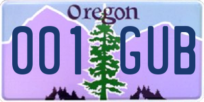 OR license plate 001GUB