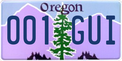 OR license plate 001GUI