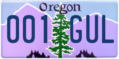 OR license plate 001GUL