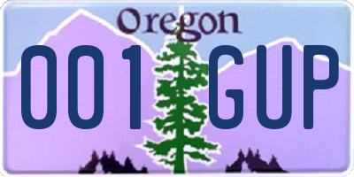 OR license plate 001GUP