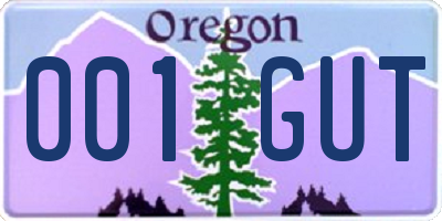 OR license plate 001GUT