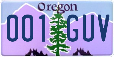 OR license plate 001GUV