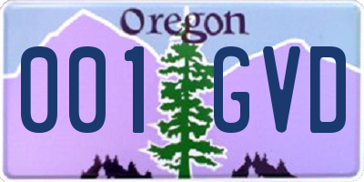 OR license plate 001GVD