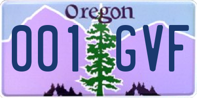 OR license plate 001GVF