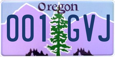 OR license plate 001GVJ