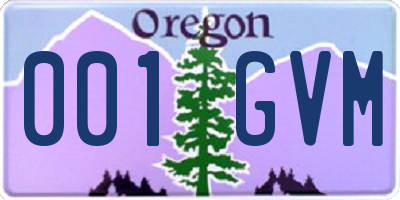 OR license plate 001GVM