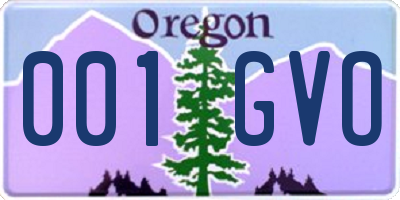 OR license plate 001GVO