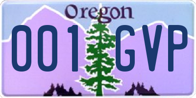 OR license plate 001GVP