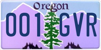 OR license plate 001GVR