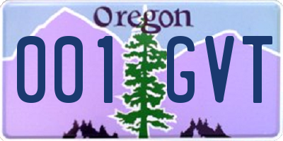 OR license plate 001GVT