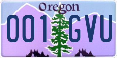 OR license plate 001GVU