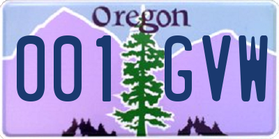 OR license plate 001GVW