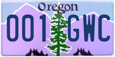 OR license plate 001GWC