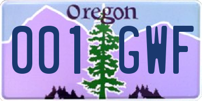 OR license plate 001GWF