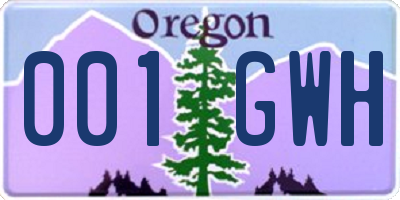 OR license plate 001GWH