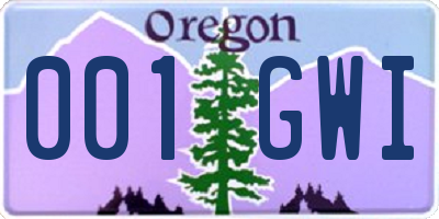 OR license plate 001GWI