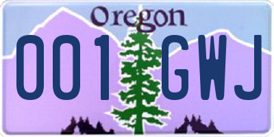 OR license plate 001GWJ