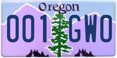 OR license plate 001GWO