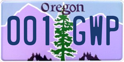 OR license plate 001GWP