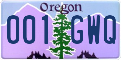 OR license plate 001GWQ