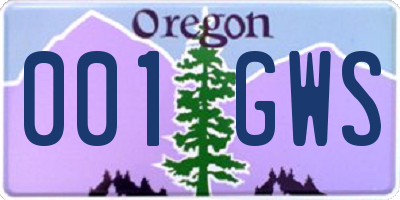 OR license plate 001GWS