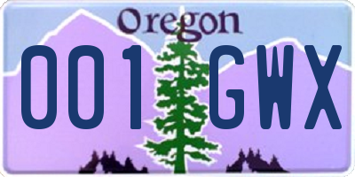 OR license plate 001GWX