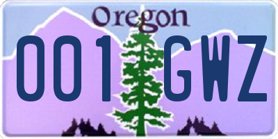 OR license plate 001GWZ