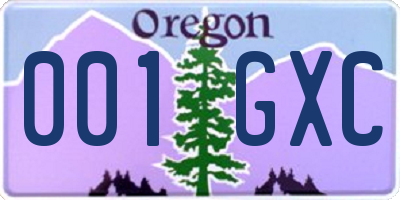 OR license plate 001GXC