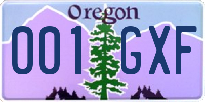 OR license plate 001GXF