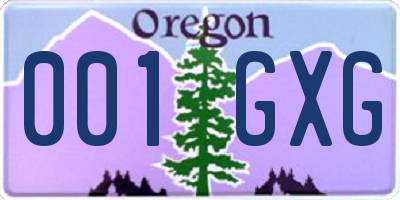 OR license plate 001GXG