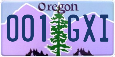 OR license plate 001GXI