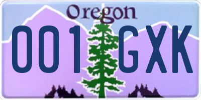 OR license plate 001GXK