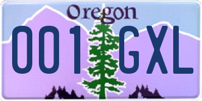 OR license plate 001GXL