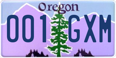 OR license plate 001GXM