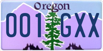 OR license plate 001GXX