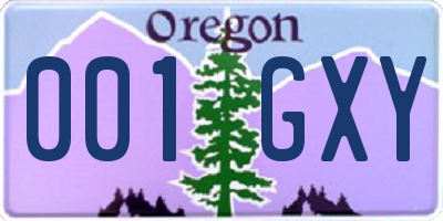 OR license plate 001GXY