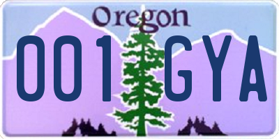 OR license plate 001GYA