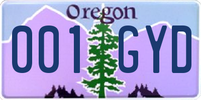 OR license plate 001GYD