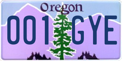 OR license plate 001GYE